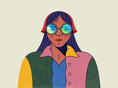 Pao Pao character clothes colors denim design face fashion girl glasses hair icon illustration jacket lady logo people portait style texture women