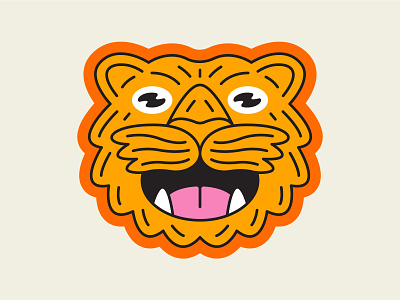 Tigger Patch animal badge bra branding colors design fur icon illustration illustrator logo mark mouth orange patch pink sticker teeth tiger yellow