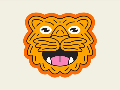 Tigger Patch animal badge bra branding colors design fur icon illustration illustrator logo mark mouth orange patch pink sticker teeth tiger yellow