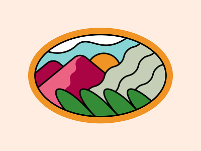 Nature badge branding camp cloud design embroidered patch grass illustration logo mountain national nature park patch scout sky sun trees water wind