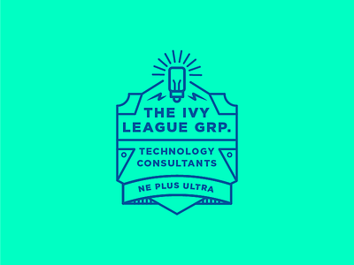 The Ivy League Group blue branding green group ivy league lightbulb logo shield technology