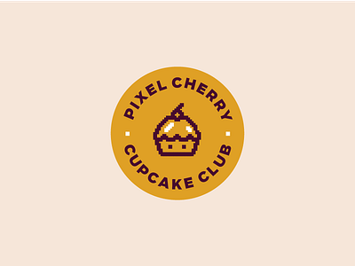 Pixel Cherry Cupcake Club cherry cupcakelogo dailylogo dailylogochallenge gold logo pixel