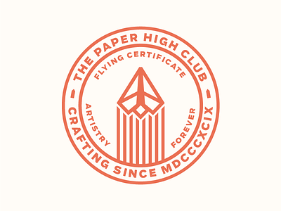 The Paper High Club 2d badge branding dailylogochallenge design flat illustration logo paperplane pencil vector