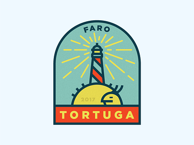 Faro Tortuga badge branding dailylogochallenge design flat icon illustration lighthouse logo sun turtle vector