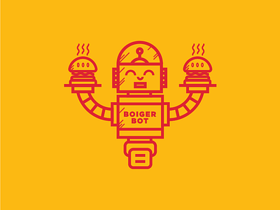 Boiger Bot 2d branding burger dailylogochallenge design flat illustration logo night robot vector