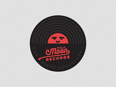 Half Moon Records 2d branding dailylogochallenge design flat illustration logo record red vector