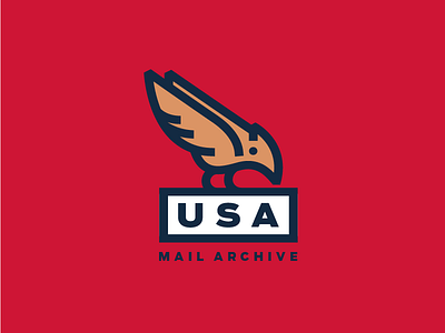 Usa Mail Archive 2d badge bird branding dailylogochallenge design flat icon illustration logo stamp vector