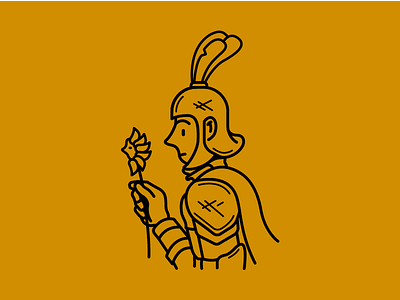The Knight of Flowers 2d design flat flower helmet icon illustration knight logo vector