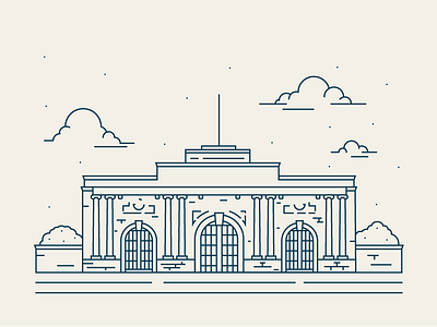 Presidential Palace 2d architecture building city cloud design flat illustration line logo vector