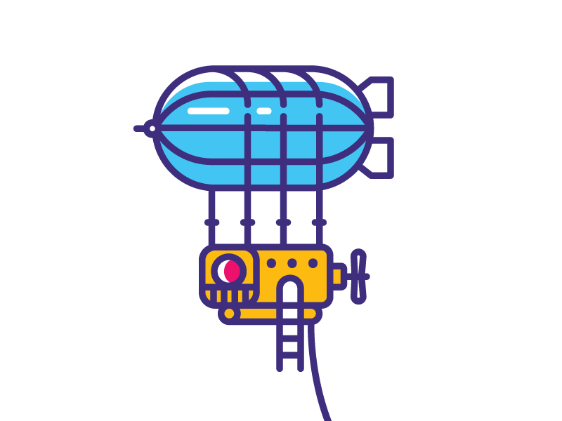 Fun Town Zeplin blimp zeplin logo sky 2d flat design illustration vector icon