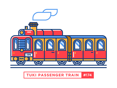 Tuki Train 2d design flat icon illustration logo smoke train window