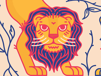 Elizabeth Sage 2d bird design flat icon illustration leafs lion plants sun tiger