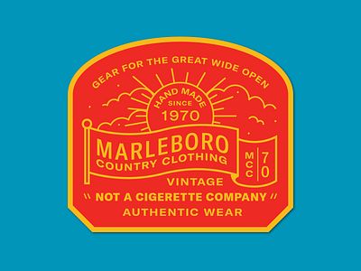 Marlboro Country Wear 2d badge clothing cloud design flag flat icon illustration patch red sun