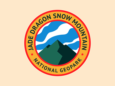 Jade Dragon Snow Mountain. Patch No.8 badge branding china cloud design flat icon illustration logo mountain national park park patch sky typography vector