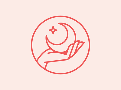Knead Massage Practice (Part.I) 2d badge branding canada design flat hand hands icon illustration logo massage moon patch pink red star therapy typography vector