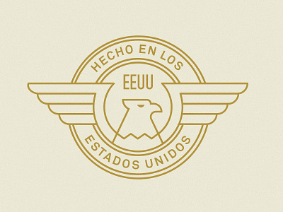 Hecho en los Estados Unidos Badge 2d animal badge badge design bird branding design eagle earth tones flat gold icon illustration logo mariachi mexico typography usa vector wings