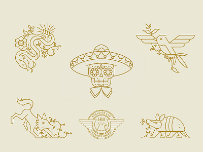 D'Addario Mariachi Strings Illustrations 2d armadillo badge bird branding coyote design eagle flat icon illustration logo mexico package design rattle snake skull snake sugar skull vector