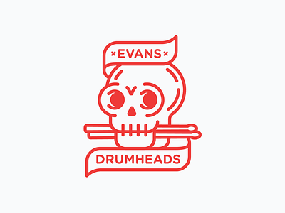 Evans Drumheads Sticker 2d badge badge design banner branding design drum head drummer flat icon illustration logo patch red sketch skull sticker sticks typography vector