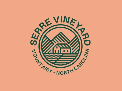 Serre Vineyard (Pt.I) 2d badge branding design farm flat greenhouse house icon illustration land logo mountain nature north carolina river typography vector vineyard water