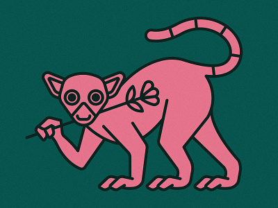 Lemur | Animal House pt. IV animal animals creature design feet flat flower flowers green icon illustration lemur logo madagascar monkey nature pink plant plants vector