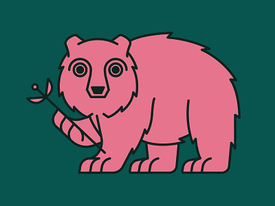 Bear | Animal House pt. V animal animals bear bears design designs flat flower flowers forest green icon icons illustration logo nature pink plant plants wild