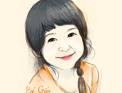 Be Gau 2d artist child cover design giang rùa illustration illustrator kid organe portrait sketch tthgiang.2603