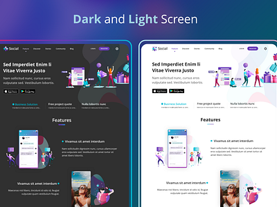 Dark and Light Social Landing Page