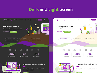 Dark and Light UI Screen 3d agency application apps dark mode homepage html illustration landing page management marketing saas services single page software team work technology ui ux website