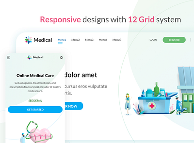 Medical App Landing Page 3d clean clinic corporate doctor figma health homepage html illustration landing page light marketing medical medicine minimalism simple single page ui website