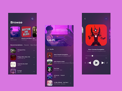 Mobile Music Player App app design ui