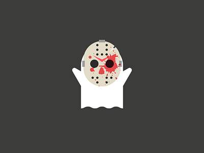 Cute Ghost with mask blood cute flat ghost jason jason voorhees mask vector