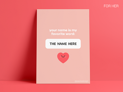 Card 3 blank space card cute flat greeting card heart love name smile valentines day vector