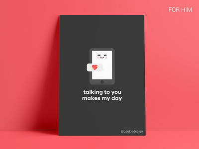 Card 5 black card chat cute flat greeting card heart love phone smile valentines day vector