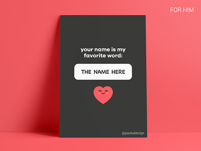 Card 6 blank space card cute flat greeting card heart love name smile valentines day vector