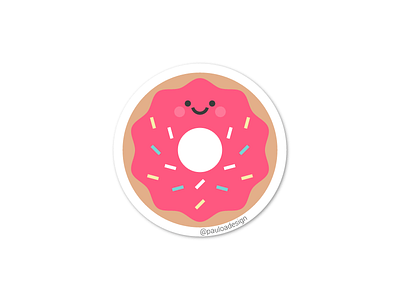 Sneak Peek cute delicious donut doughnut flat sprinkles sticker strawberry vector