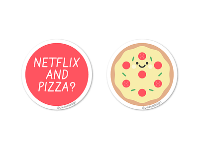 Match #2 cute flat netflix pepperoni pizza sticker vector