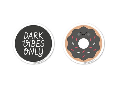 Match #4 black cute dark donut doughnut flat sticker vector