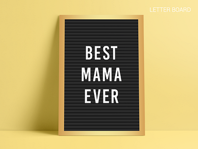 Letter Board - Best Mama black cute fancy letter board flat greeting card mom mother mothers day vector