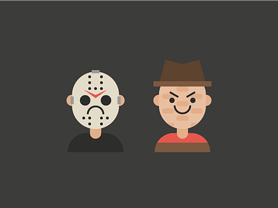 Jason and Freddy cute evil flat freddy krueger halloween happy jason vorhees vectober vector villains