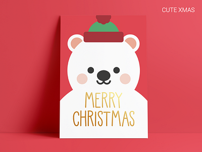 Golden Christmas Card 1 card christmas cute flat greeting card merry christmas polar bear vector xmas