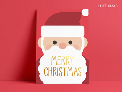 Golden Christmas Card 2 card christmas cute flat greeting card merry christmas santa claus vector xmas