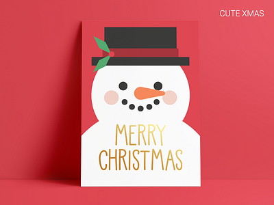 Golden Christmas Card 3 card christmas cute flat frosty golden greeting card merry christmas snowman vector xmas