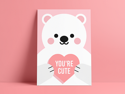 Cute Valentine Card 6 bear cards cute face flat greeting cards happy heart love pink polar bear valentine valentines day vector