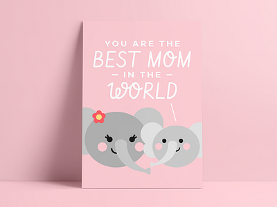 Cute Mama Vol. 2 - Mama Elephant card cute elephant flat gift greeting card mama mama elephant mom mother mothers day vector