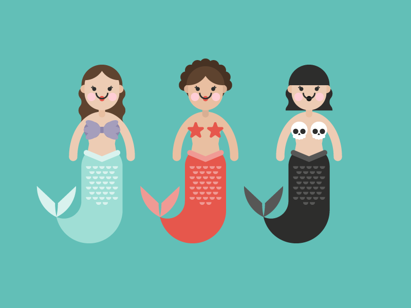Marmay wave 1 dark latin classic flat vector cute mermaid mermay