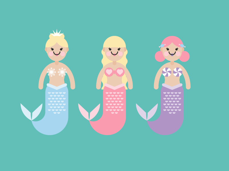Mermay wave 2 candy barbie snowflake may flat vector cute mermaid mermay