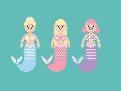 Mermay wave 2 barbie candy cute flat may mermaid mermay snowflake vector