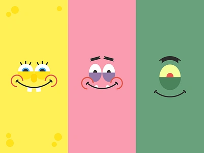 SpongeBob cute flat happy nick nickelodeon patrick star plankton spongebob spongebob squarepants sticker vector wallpaper