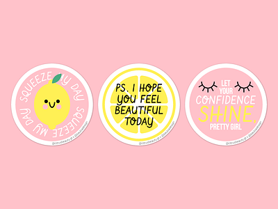 Random Stickers 1 beauty citrus cute flat lashes lemon lime motivation sticker vector