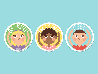 Random Stickers 3 be kind children cute feel flat imagine kids psychology sticker vector